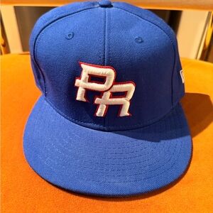 Royal Blue Bad Bunny fitted cap PR Logo